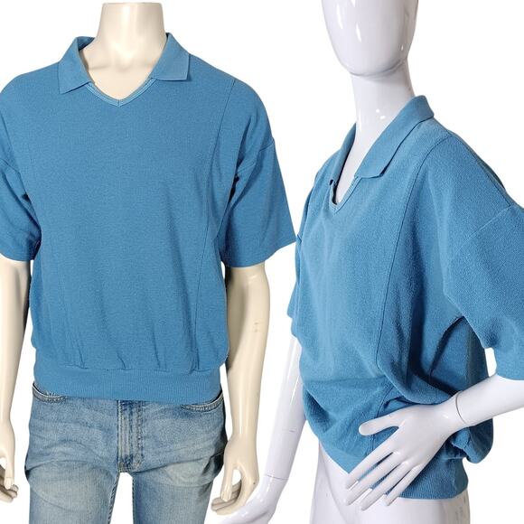 VTG Unisex Sloopy Joes Men's Sweatshirt One Size Petite Blue Short Sleeve - Picture 1 of 14
